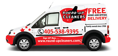 Round-up cleaners in Oklahoma offers delivery and pick-up.
